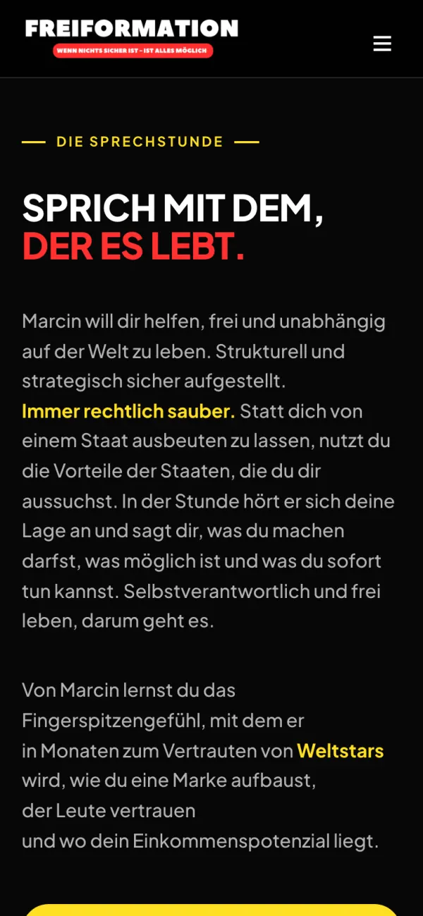 Sprechstunden-Seite auf dem Handy