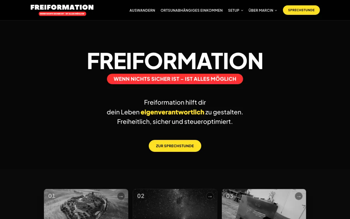 Startseite von freiformation.de